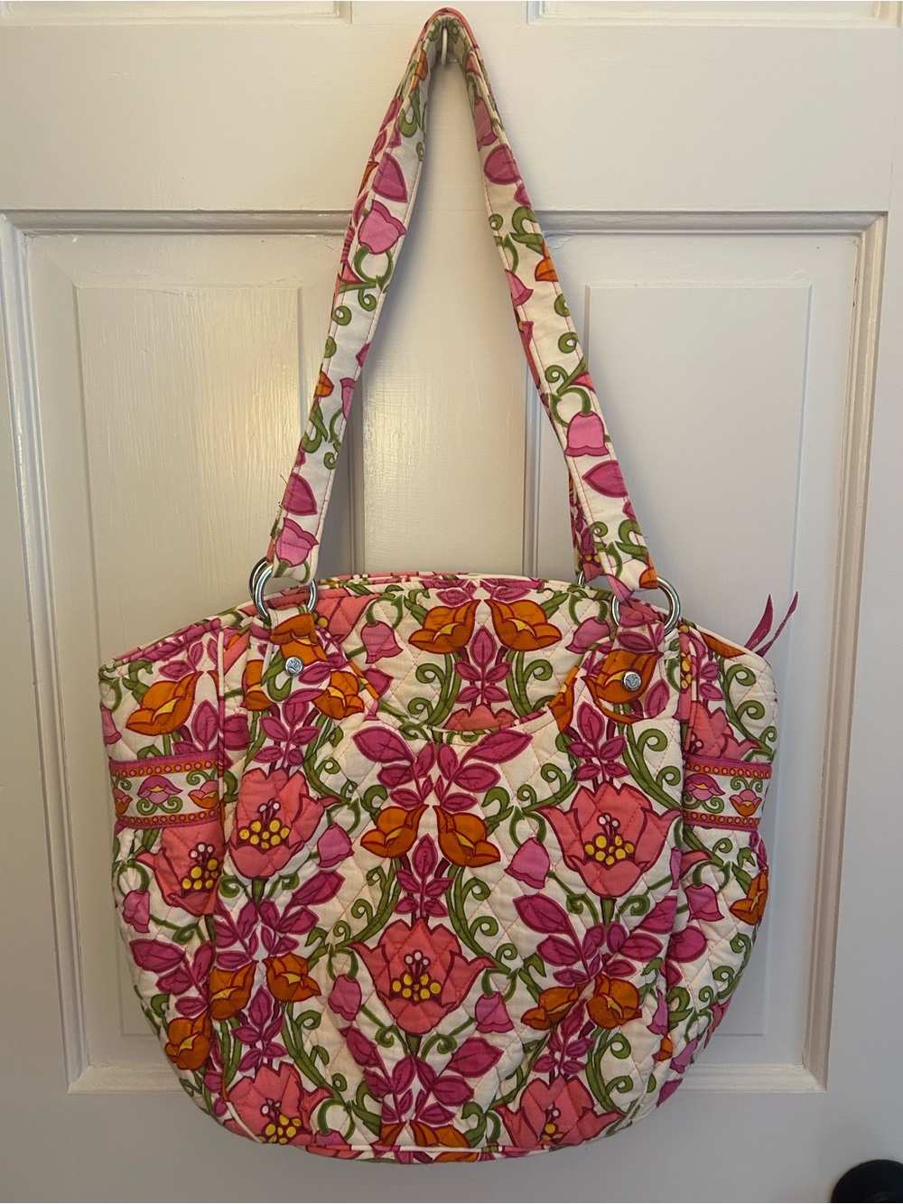 Vera Bradley Quilted Floral Tote - Pink & Orange